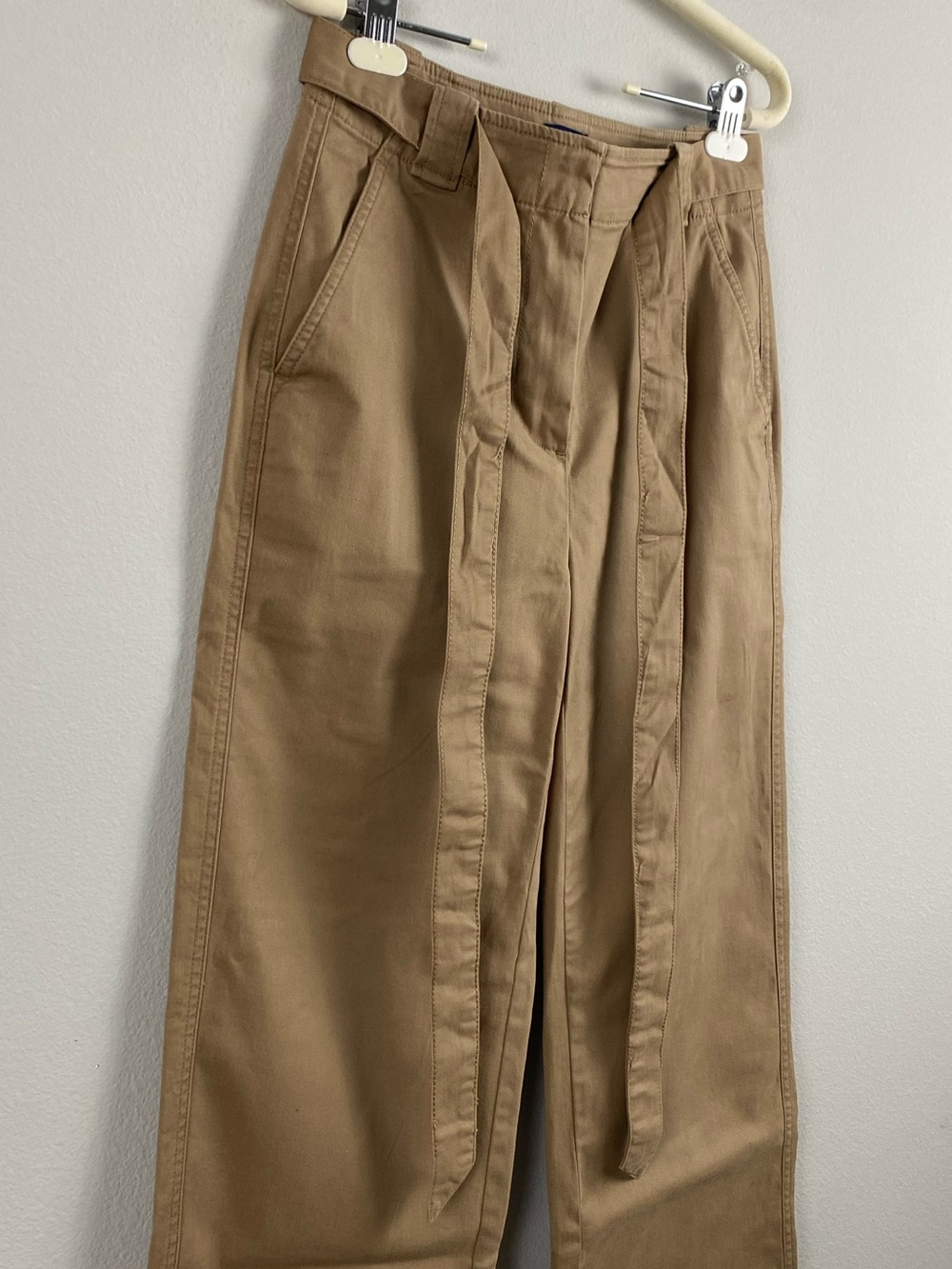 J. Crew Factory Twill Wide Leg Tie Waist Chino Pant | Camel - Picture 7 of 15